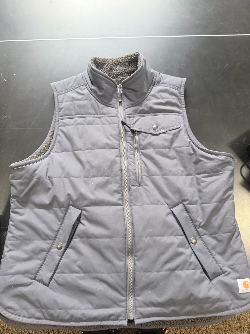 Carhartt Quilted Gray Men's Vest with Sherpa Lining